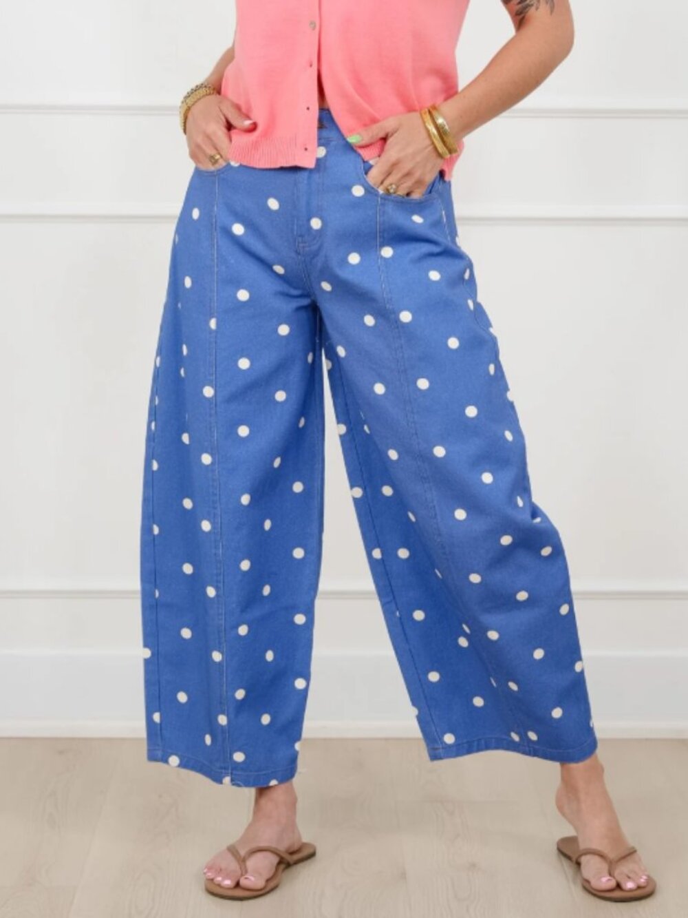 142 Polka Dot Print Wide Leg Pants